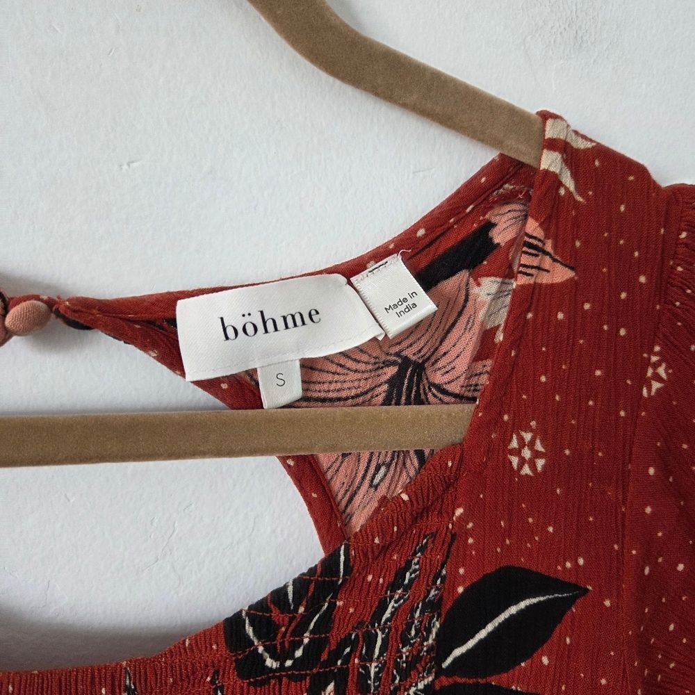 Böhme Jade Maxi Dress Orange Floral Bohemian Gypsy Southwestern Vacation Small - Picture 5 of 11